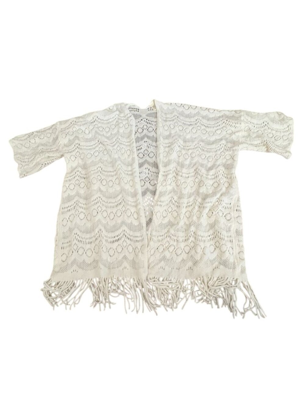 Lildy Womens Knit Kimono Cardigan-Cream-Size S/M-GUC